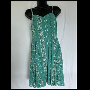 Green floral cotton dress